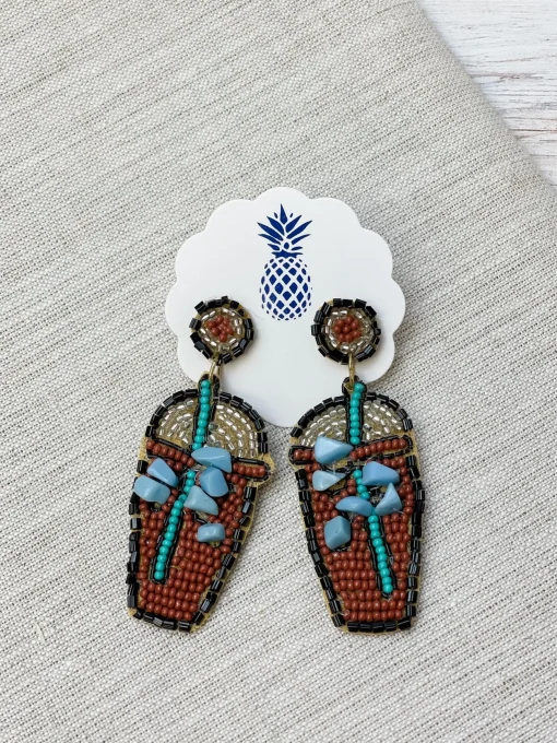 Iced Coffee Beaded Dangle Earrings