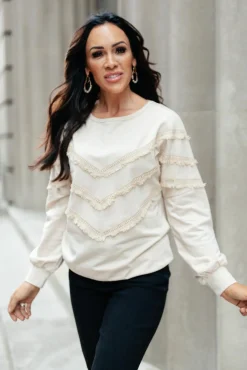 Into The Fringe Top in Beige