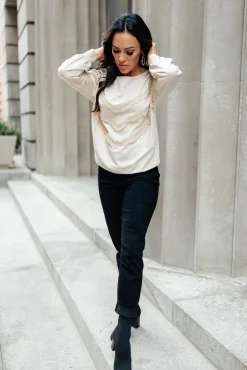 Into The Fringe Top in Beige