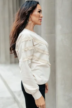 Into The Fringe Top in Beige