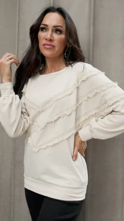 Into The Fringe Top in Beige