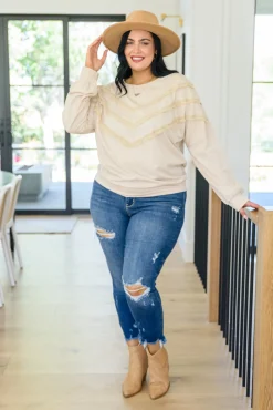 Into The Fringe Top in Beige