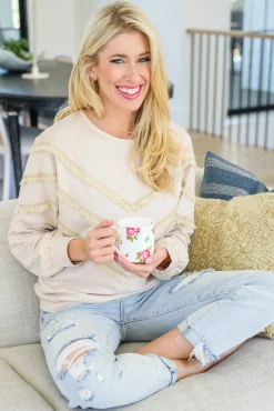 Into The Fringe Top in Beige