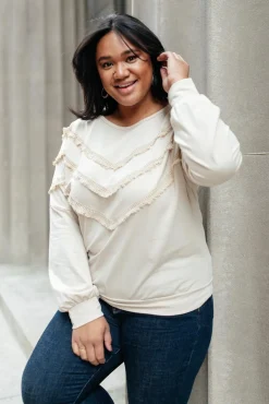 Into The Fringe Top in Beige