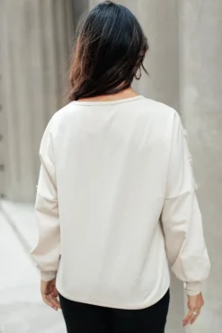 Into The Fringe Top in Beige