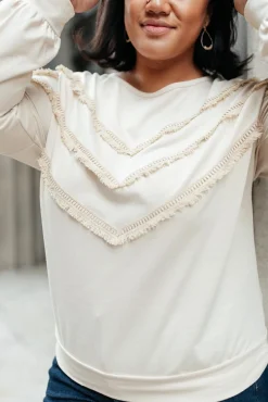 Into The Fringe Top in Beige