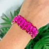 Iridescent Jewel Stretch Bracelet - Fuchsia