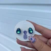 Iridescent Teardrop Glass Crystal Stud Earrings - Mermaid Blue