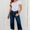Janice High Rise Button Fly Wide Leg Crop Jeans by Judy Blue