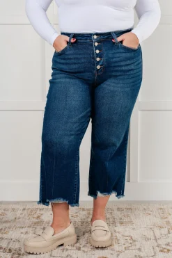 Janice High Rise Button Fly Wide Leg Crop Jeans by Judy Blue