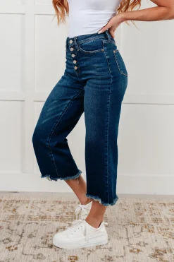 Janice High Rise Button Fly Wide Leg Crop Jeans by Judy Blue