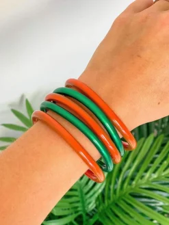 Jelly Bangle Sets - Red & Green