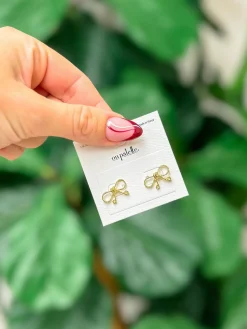 14K Gold Dipped Bow Stud Earrings