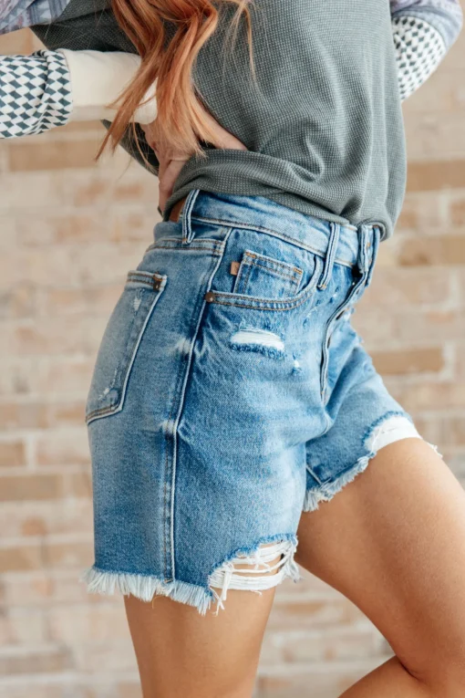 Kara High Rise Rigid Magic Button Fly Cutoff Shorts by Judy Blue