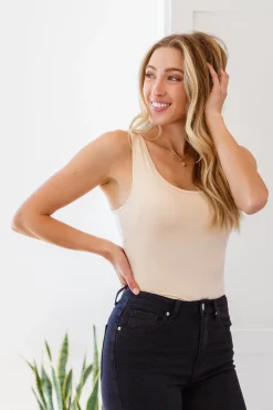 Keep Me Around Bodysuit in Beige