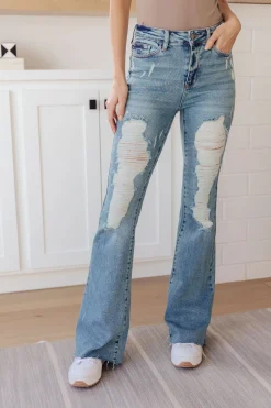 Kiana High Rise Heavy Destroy Flare Jeans by Judy Blue