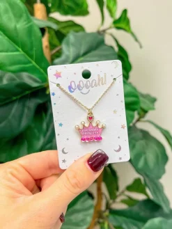 Kids Birthday Crown Pendant Necklace
