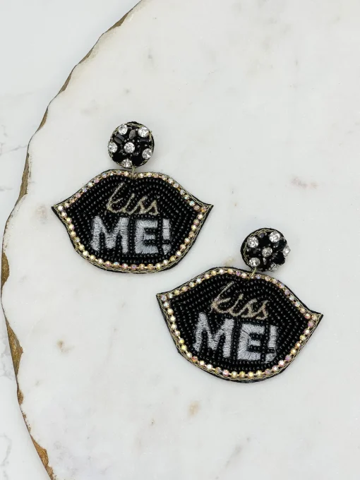 'Kiss Me' Beaded Dangle Earrings