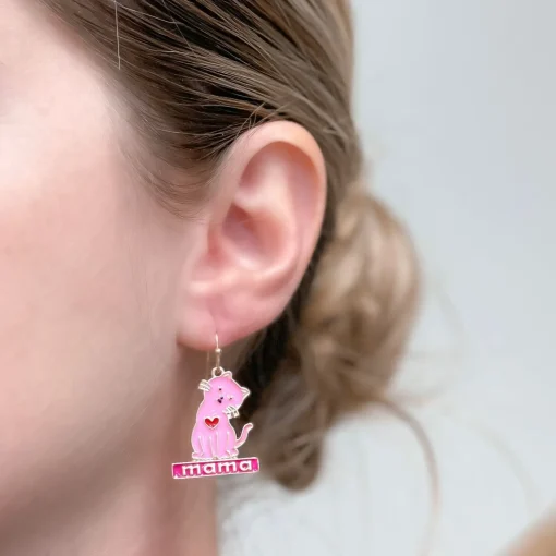 Kitty Cat 'Mama' Dangle Earrings