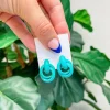 Knotted Loop Statement Stud Earrings - Teal
