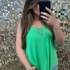 Lace V-Neck Flowy Tank Top by POL - Apple Green