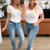 Laura Mid Rise Cuffed Skinny Capri Jeans by Judy Blue