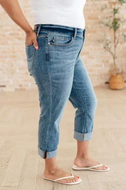 Laura Mid Rise Cuffed Skinny Capri Jeans by Judy Blue