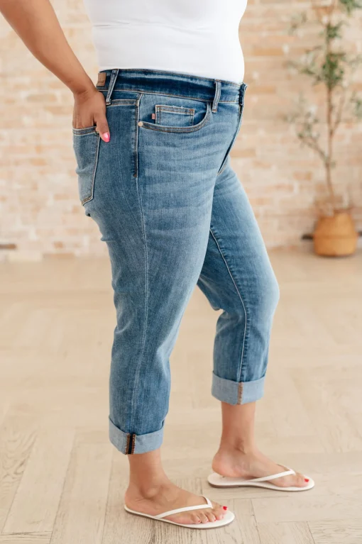 Laura Mid Rise Cuffed Skinny Capri Jeans by Judy Blue
