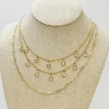 Layered Floating Crystal Dangle Chain Necklace
