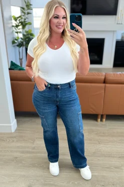 Leila High Rise Cargo Straight Jeans by Judy Blue