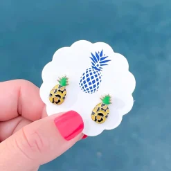 Leopard Pineapple Signature Enamel Studs by Prep Obsessed