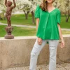 Let's Meet Up Green Blouse
