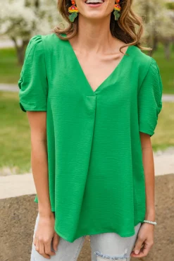 Let's Meet Up Green Blouse