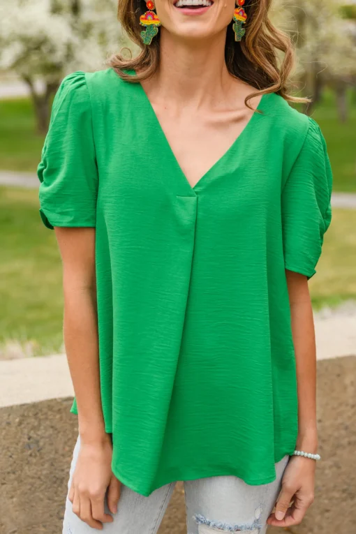 Let's Meet Up Green Blouse