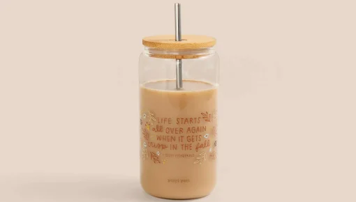 Life Starts In the Fall Quote Glass Can