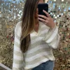 Lightweight Knit Beach Henley by POL - Sand Multi