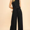 Lightweight Scuba Sleeveless Jumpsuit by Davi & Dani - Black