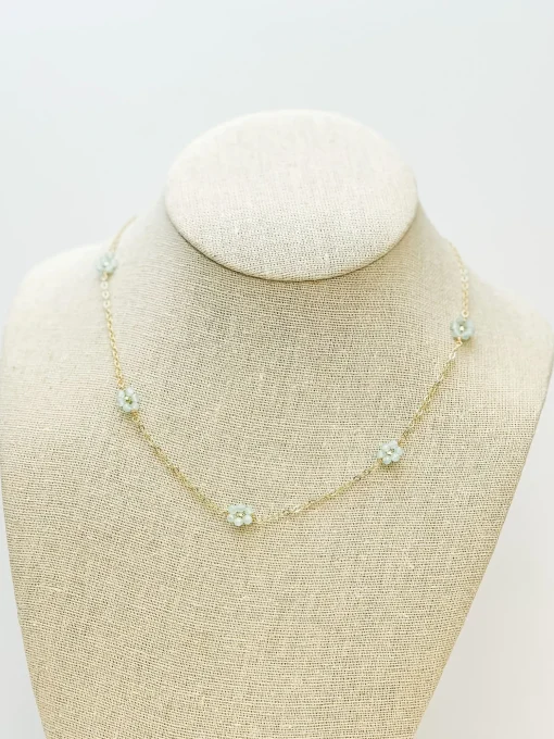 Little Flower Station Necklaces - Green
