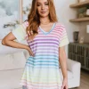 Looking for Rainbows V-Neck Striped Top