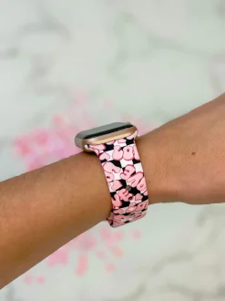 'LOVE' Checkered Print Silicone Smart Watch Band