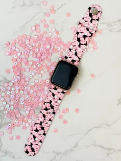 'LOVE' Checkered Print Silicone Smart Watch Band