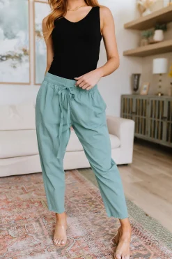 Love Me Dearly High Waisted Pants in Jade