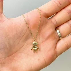 Love Robot Pendant Necklace - Gold