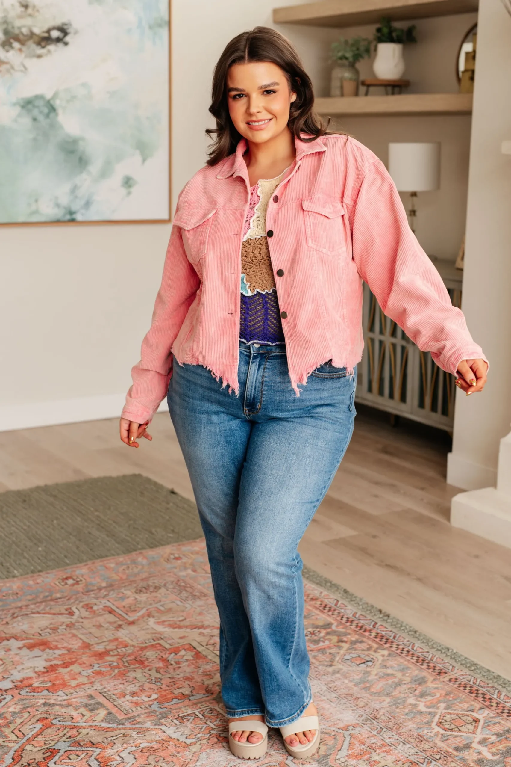 Main Stage Corduroy Jacket in Neon Pink