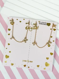 Mama & Mini Station Necklace Set - Gold