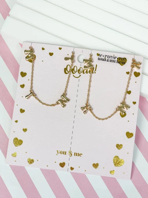 Mama & Mini Station Necklace Set - Gold