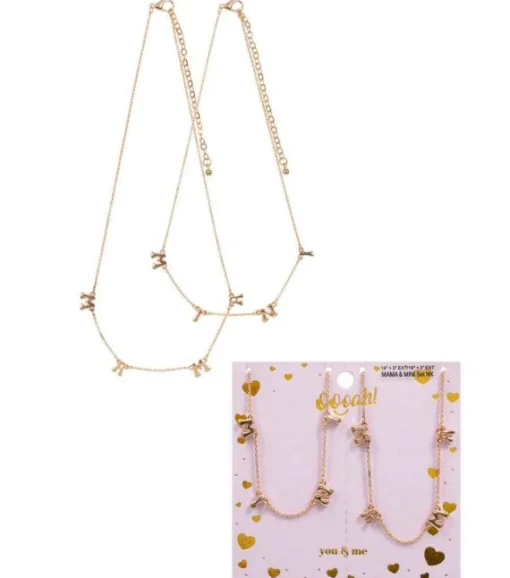 Mama & Mini Station Necklace Set - Gold