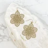 'Mama' Filigree Flower Dangle Earrings - Gold