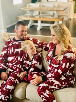 Matching Family Pajamas in Plaid Bear