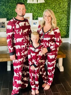 Matching Family Pajamas in Plaid Bear
